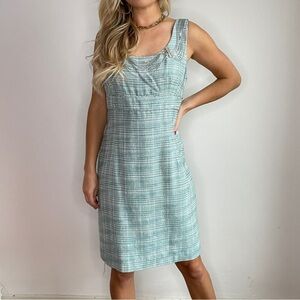 Antonio Melani Turquoise Tweed Chain Link Detail Sheath Dress